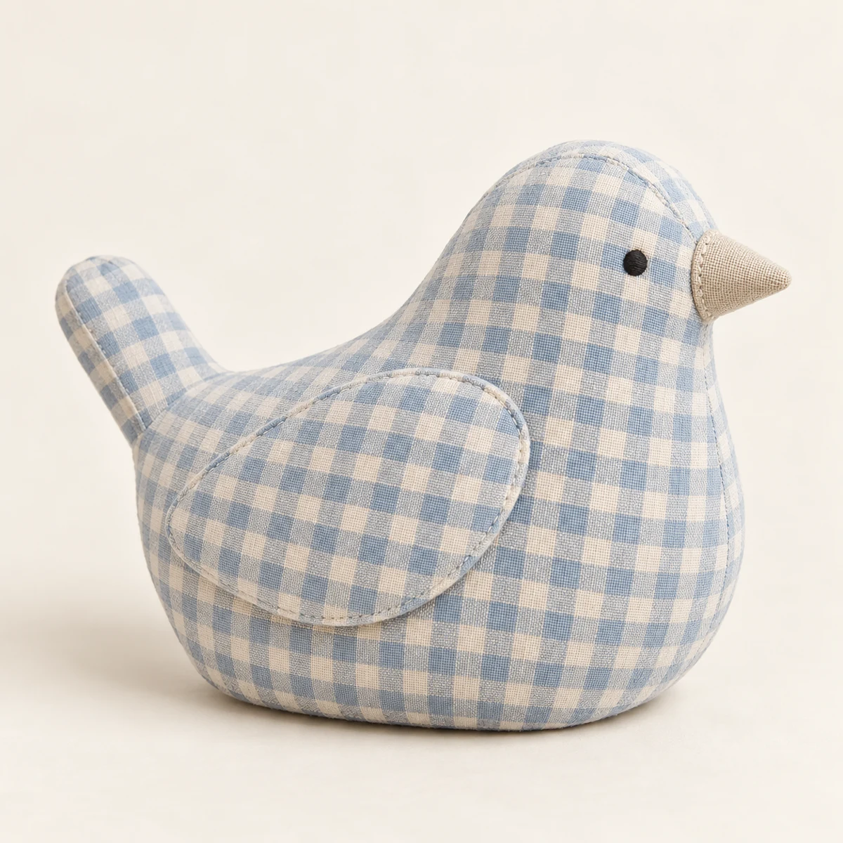 Bluebell Finch, Mist Blue fabric bird doorstop