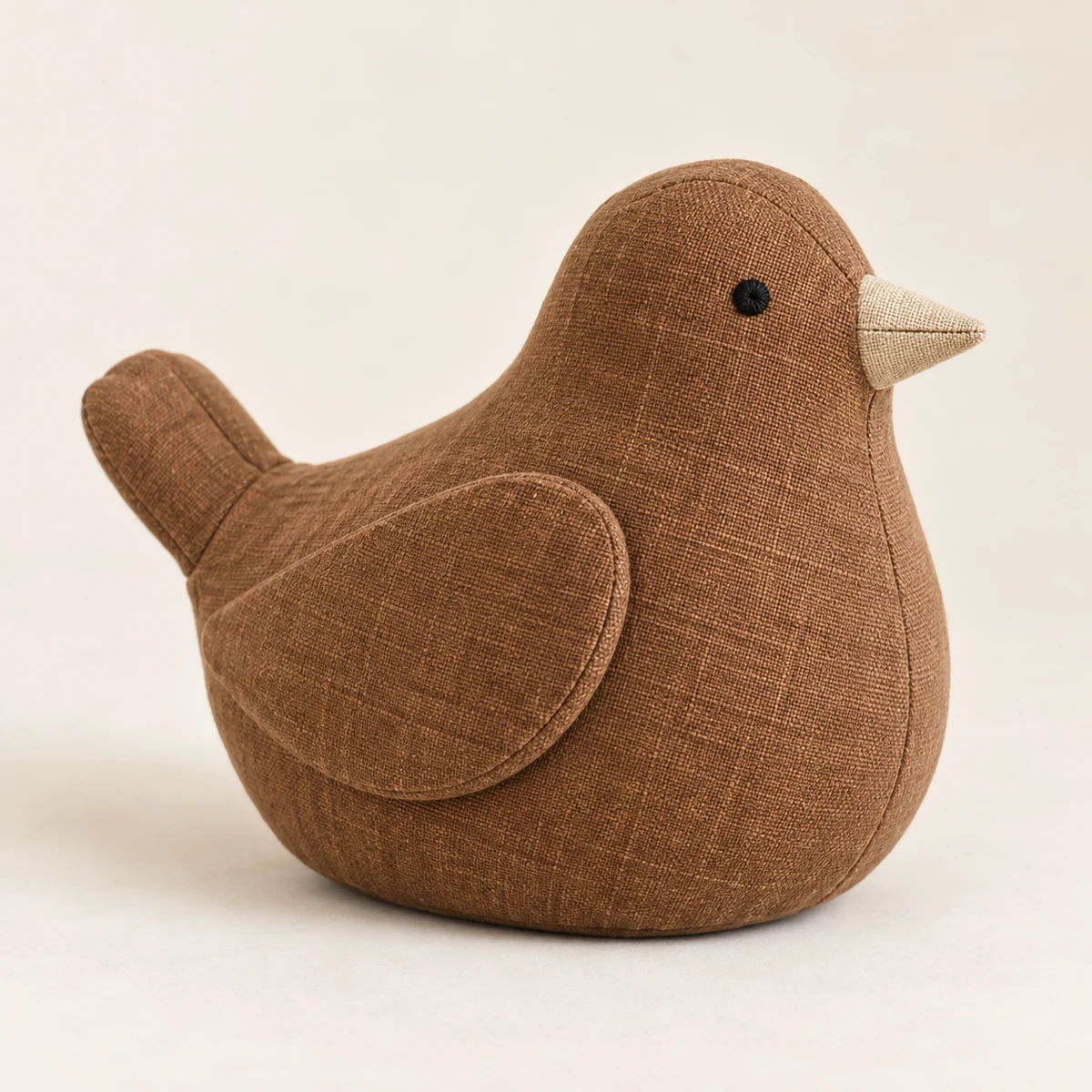 Chestnut Robin, Warm Brown fabric bird doorstop