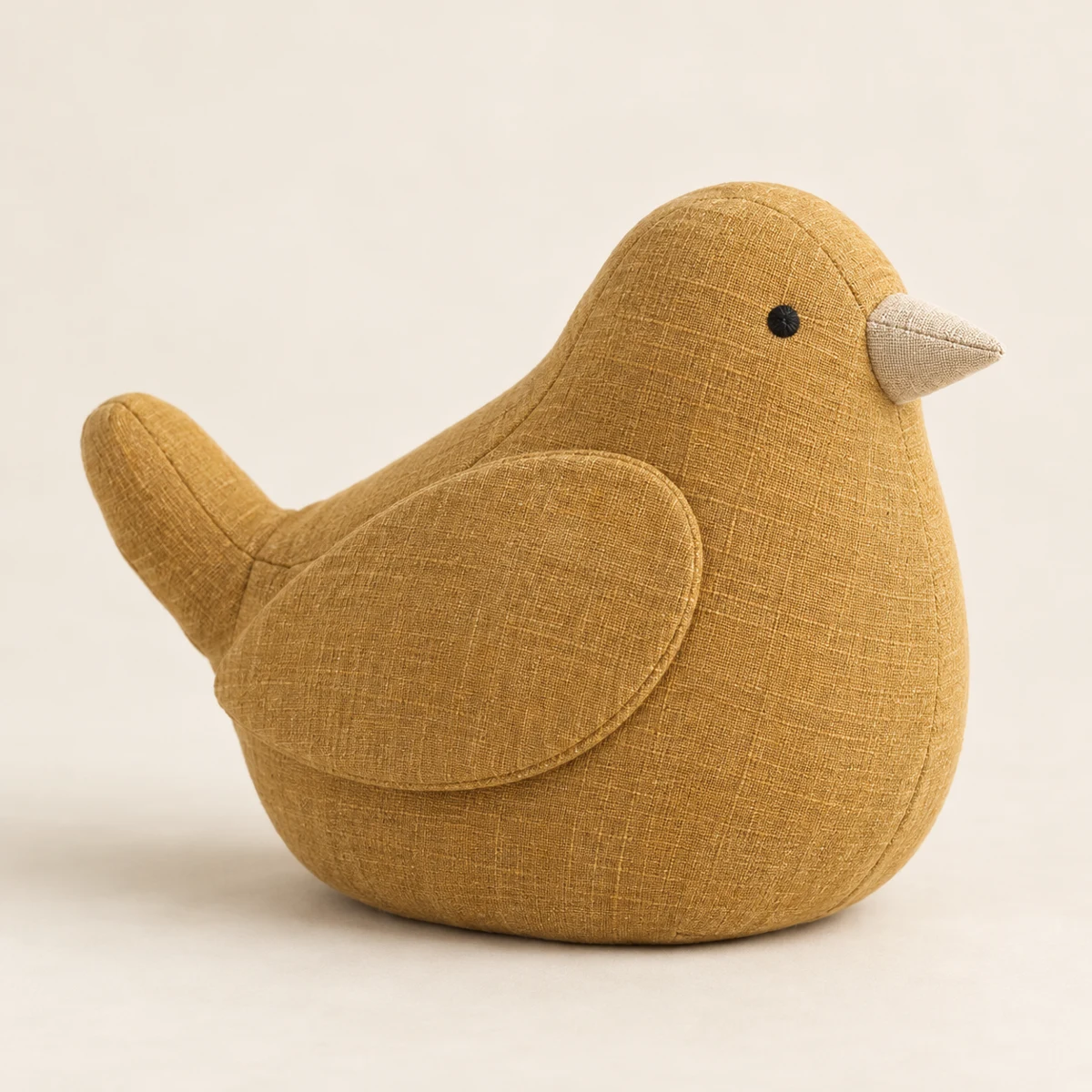 Marigold Wren, Muted Ochre fabric bird doorstop