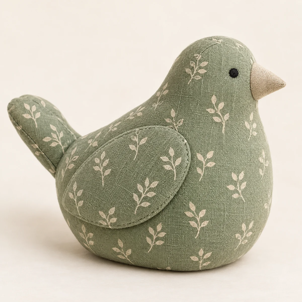 Meadow Wren, Sage fabric bird doorstop